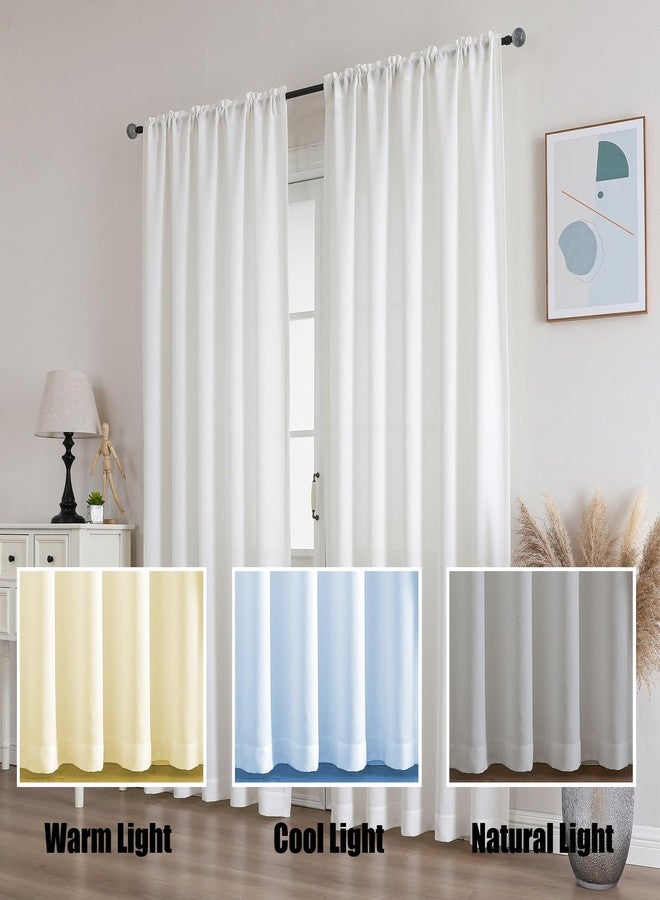 Flyfun Lightweight Linen Curtains 108 Inch Long 2 Panels - Semi Sheer, Light Filtering, Rod Pocket, Linen Curtains for Living Room, 52W x 108L - Image 2